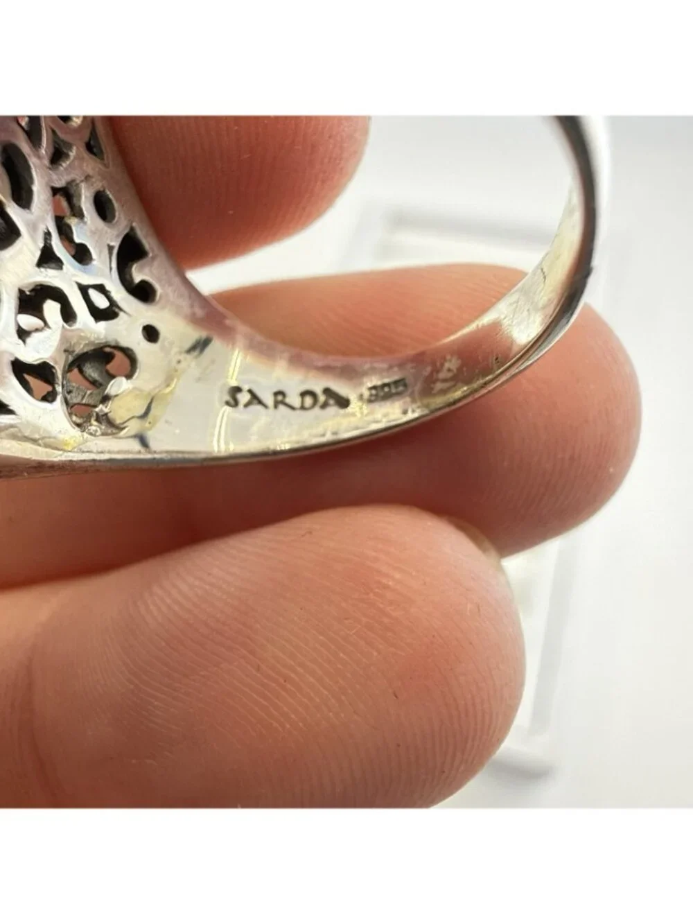 Sarda Sterling Silver Ring Melon Quartz Pebbled Size 10 JTV Caviar Bali 925
